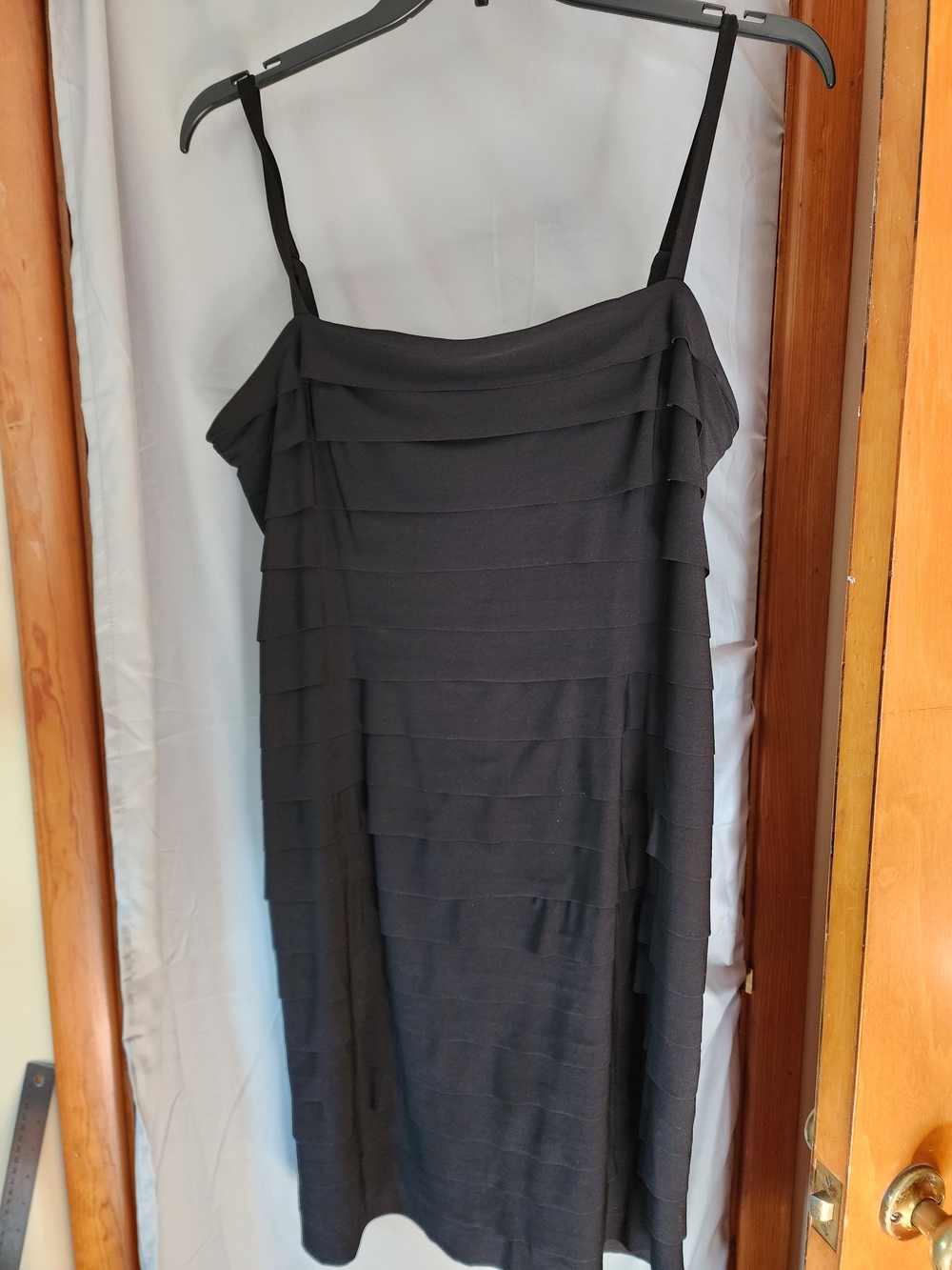 Evan Picone Black Spaghetti Strap Layered Slip Dress - Women's